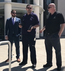 Dan Ledbetter (center) pictured with Paul Enos (on left) CEO of the Nevada Trucking Association (NTA), and Willie Hargrove (on right) FedEx Reno Serviced Center Manager